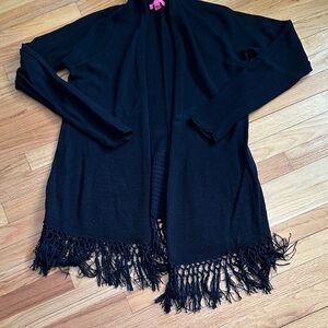 Lilly Pulitzer Black Fringe Cardigan